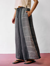 Sera Wide-Leg Metallic Linen Pants - Charcoal