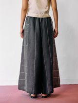 Sera Wide-Leg Metallic Linen Pants - Charcoal