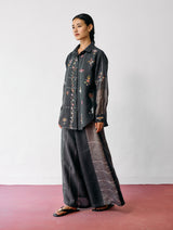 Mansa Floral Hand-Embroidered Co-ord - Charcoal