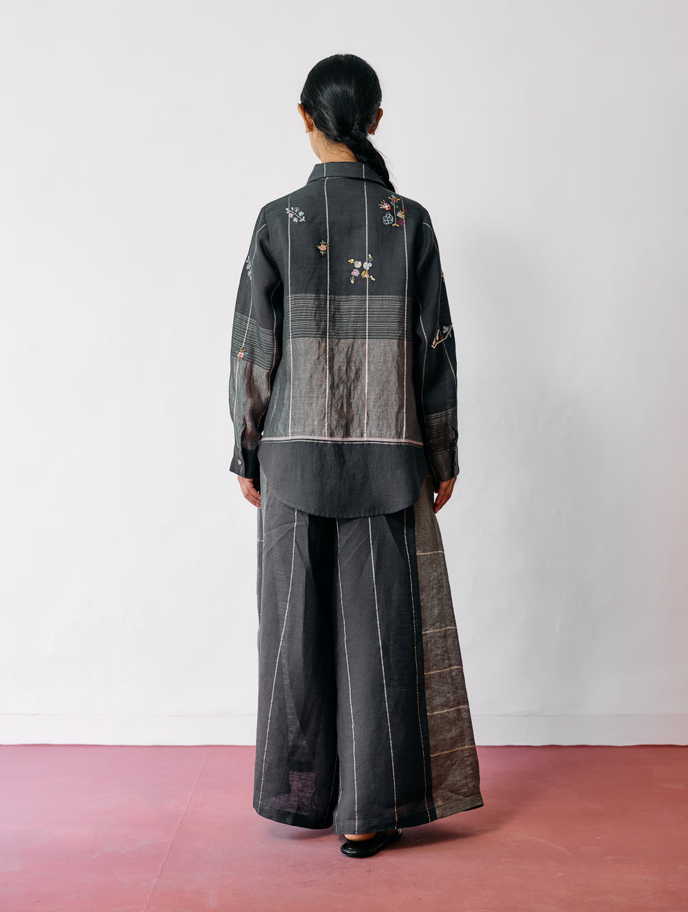 Mansa Floral Hand-Embroidered Co-ord - Charcoal