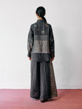 Sera Wide-Leg Metallic Linen Pants - Charcoal