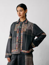 Zuri Hand-Embroidered Metallic Jacket - Charcoal