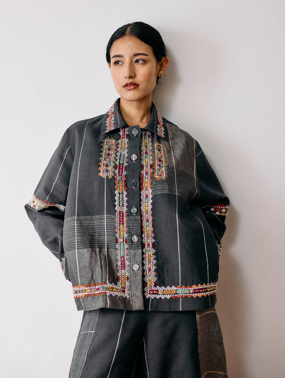 Dana Pintuck & Pleat Sleeveless Co-ord - Charcoal