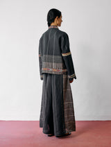 Zuri Hand-Embroidered Metallic Jacket - Charcoal