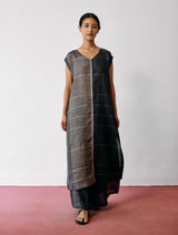 Rira Metallic Linen Long Co-ord - Charcoal