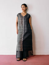 Rira Metallic Linen Long Tunic - Charcoal