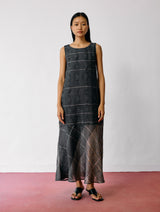 Dana Pintuck & Pleat Sleeveless Dress - Charcoal