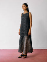 Dana Pintuck & Pleat Sleeveless Dress - Charcoal