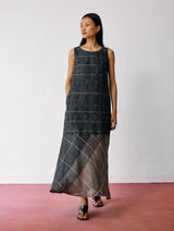 Dana Pintuck & Pleat Sleeveless Dress - Charcoal