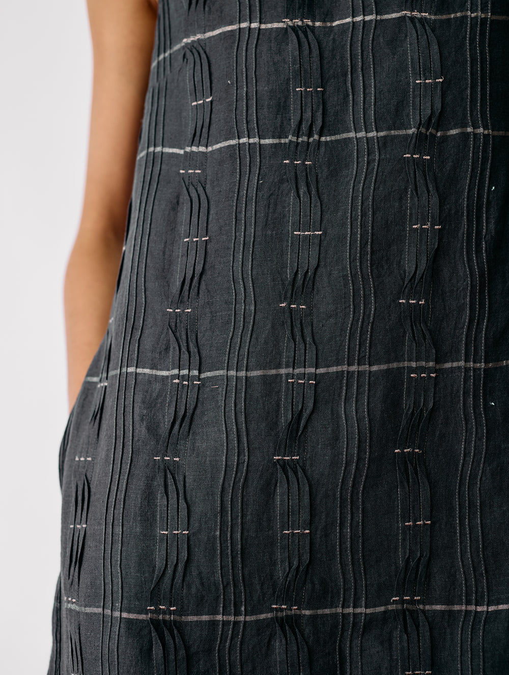 Dana Pintuck & Pleat Sleeveless Dress - Charcoal