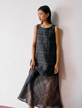 Dana Pintuck & Pleat Sleeveless Dress - Charcoal