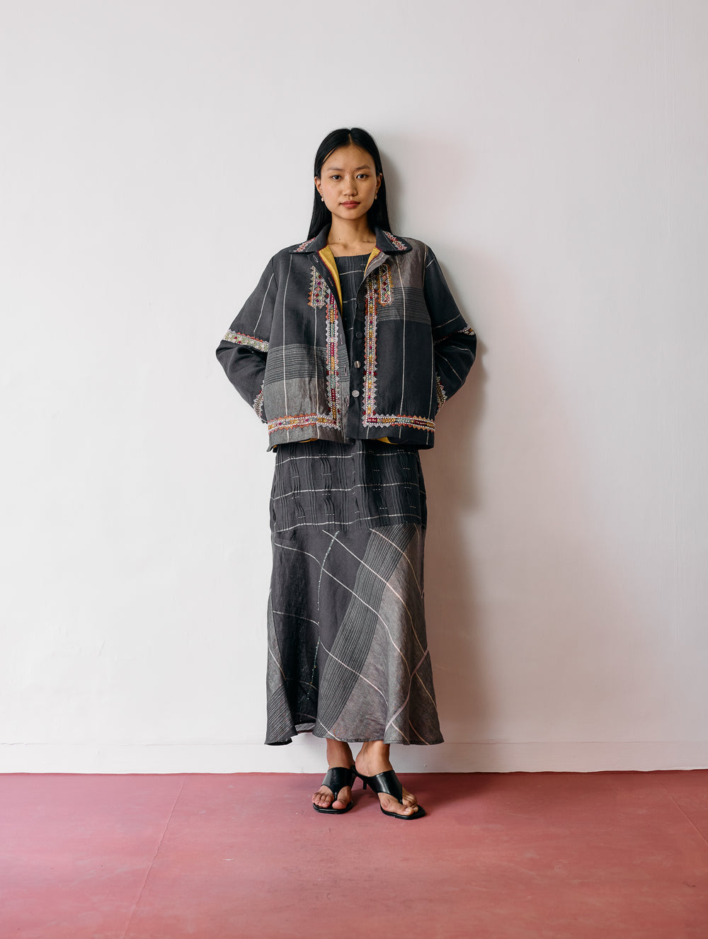 Dana Pintuck & Pleat Sleeveless Co-ord - Charcoal