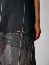 Zaran Cowl Neck Metallic Dress - Charcoal