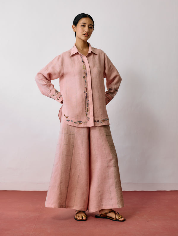 Hanat Hand-Embroidered Bird Co-ord - Pink