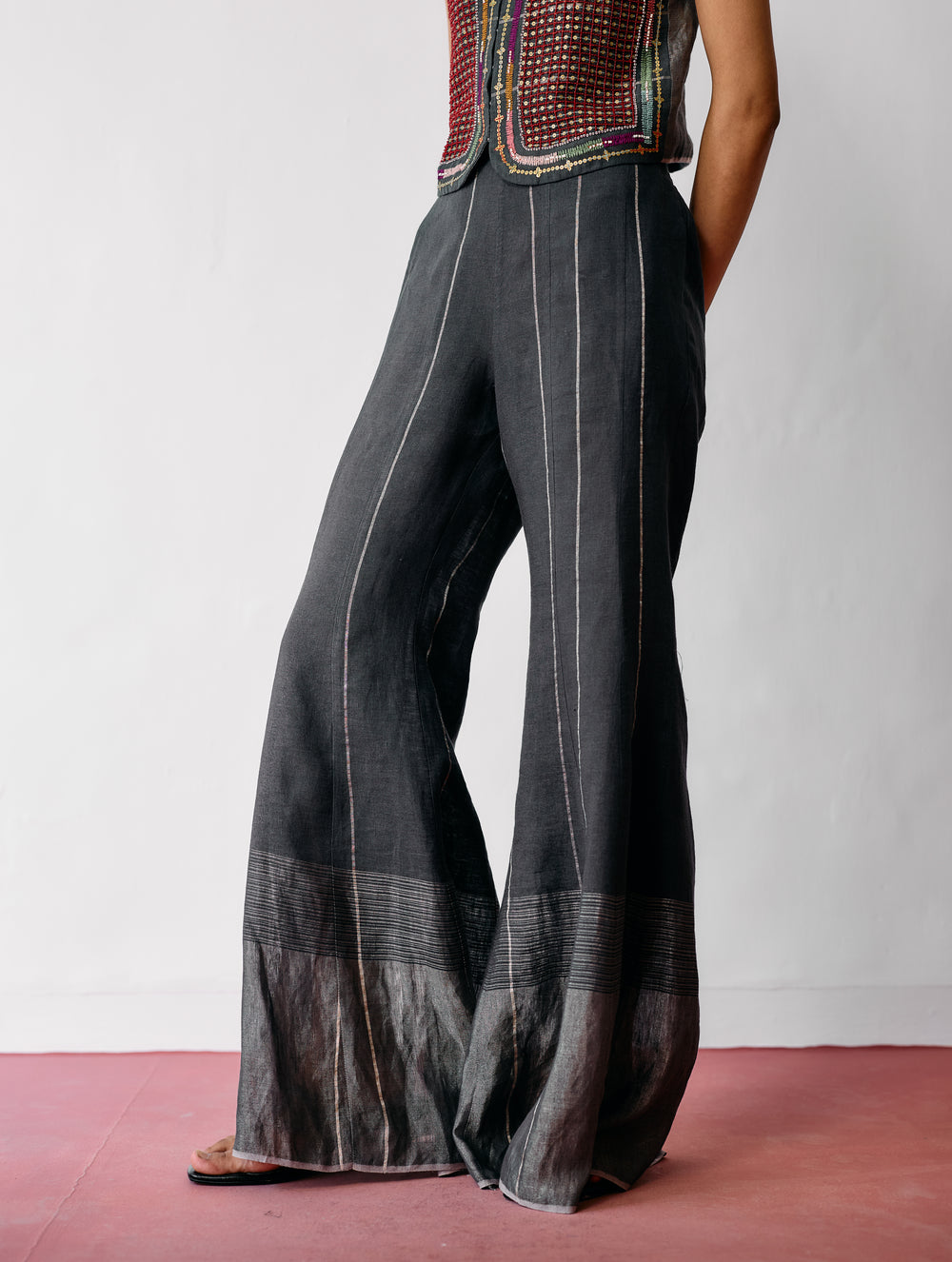 Kaya Hand-Embroidered Co-ord - Charcoal