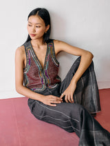 Kaya Hand-Embroidered Vest - Charcoal