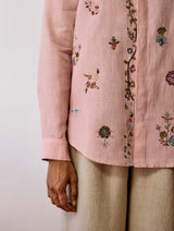 Zai Floral Hand-Embroidered Shirt - Pink