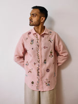 Zai Floral Hand-Embroidered Shirt - Pink