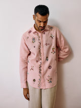 Zai Floral Hand-Embroidered Shirt - Pink