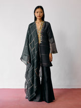Naar Hand-Embroidered Metallic Kurta Set - Charcoal
