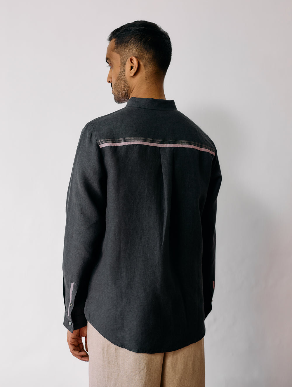 Zai Floral Hand-Embroidered Shirt - Charcoal