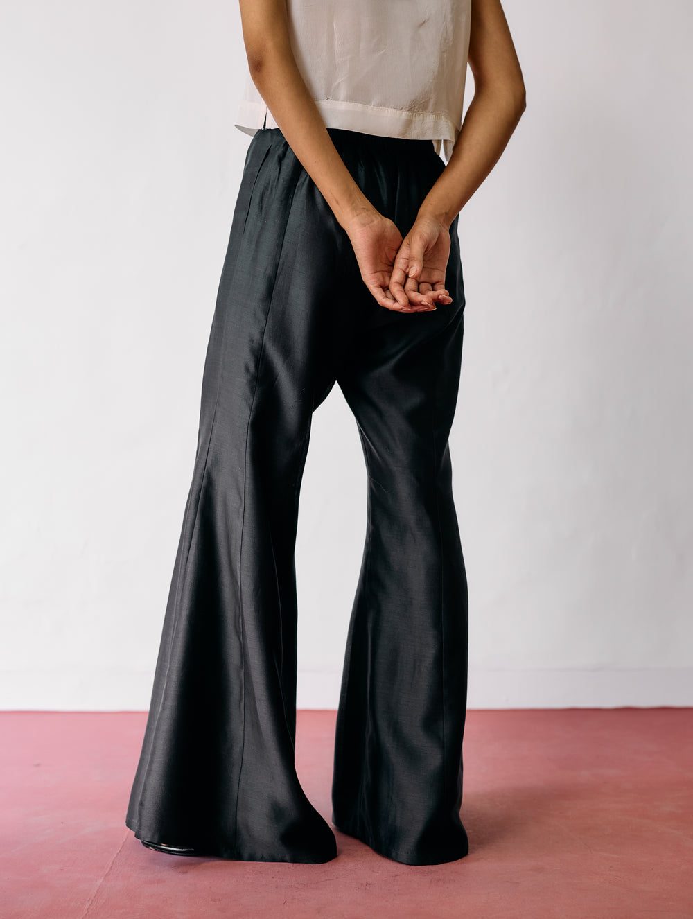 Reva Silk Chanderi Sharara Pants - Charcoal