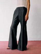 Reva Silk Chanderi Sharara Pants - Charcoal