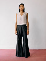 Reva Silk Chanderi Sharara Pants - Charcoal