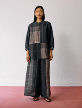 Sera Wide-Leg Metallic Linen Pants - Charcoal