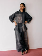 Sera Wide-Leg Metallic Linen Pants - Charcoal