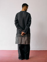 Jawahar Metallic Linen Kurta - Charcoal