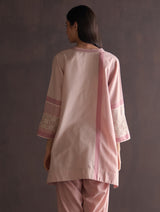 Zumi Hand-Embroidered Kurta - Blush