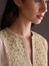 Saori Hand-Embroidered Kurta Set - Sun