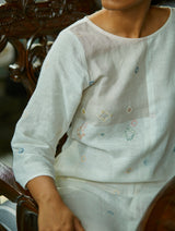 Sue Embroidered Jamdani Linen Dress