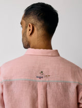 Ved Hand-Embroidered Bird Shirt - Pink