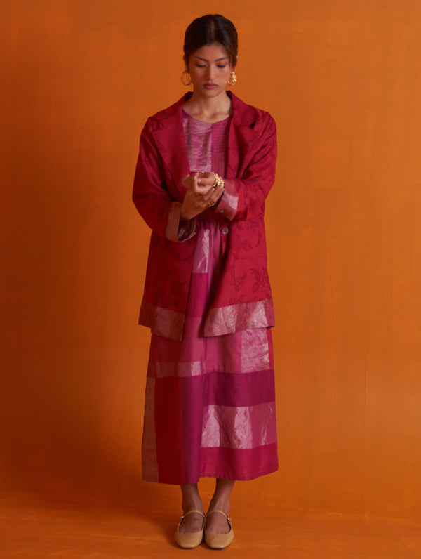 Aisha Silk Dress and Jacket - Fuchsia Rose