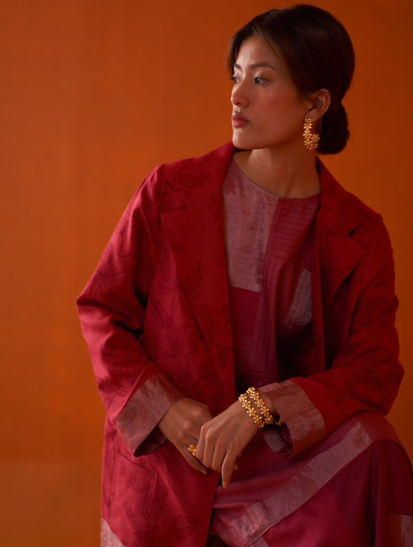 Aisha Silk Dress and Jacket - Fuchsia Rose