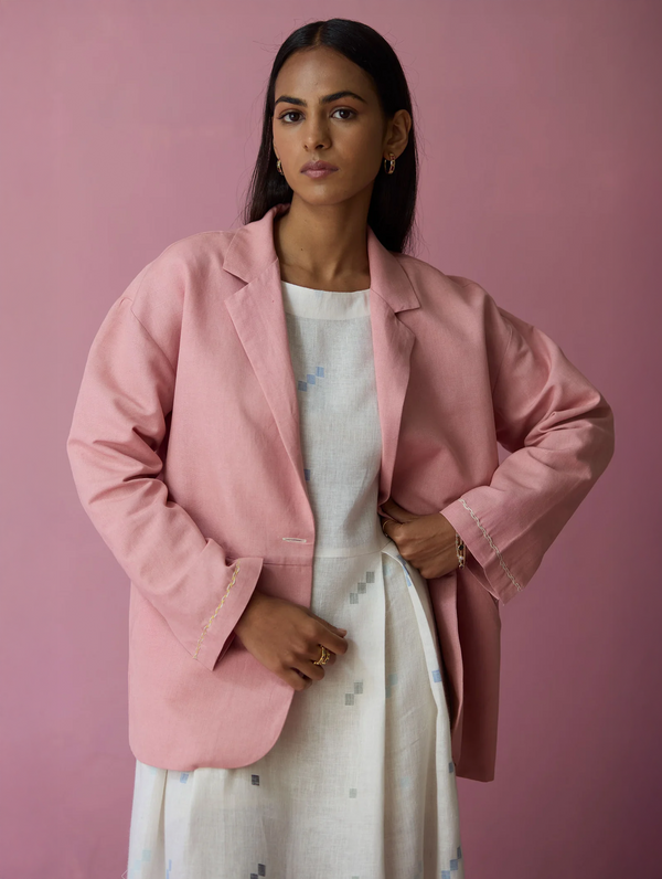 Nina Thick Linen Blazer - Rose