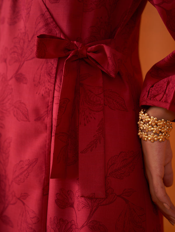 Lana Printed Silk Dress - Fuchsia Rose