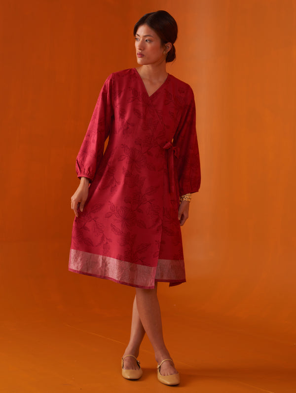 Lana Printed Silk Dress - Fuchsia Rose