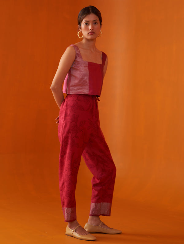 Fasha Silk Crop Top - Fuchsia Rose