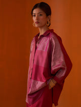 Nora Stripe Silk Shirt - Fuchsia Rose