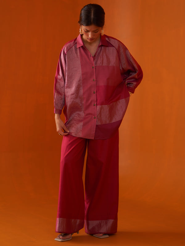 Nora Stripe Silk Co-ord Set - Fuchsia Rose