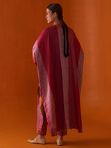 Zoya Hand-Embroidered Set With Overlay - Fuchsia Rose