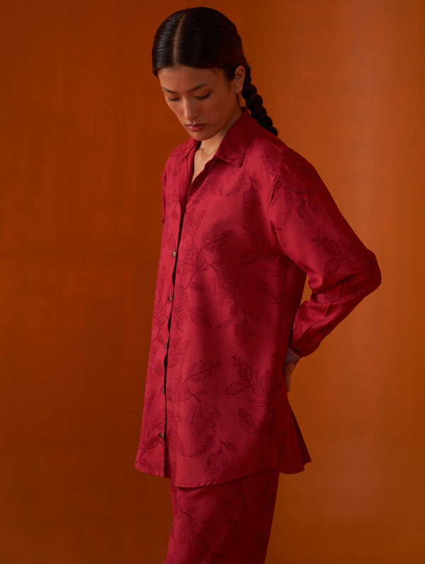 Zuna Printed Silk Shirt - Fuchsia Rose