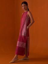 Nadia Embroidered Overlay with Dress - Fuchsia Rose