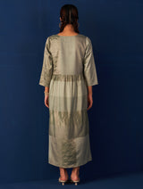 Aisha Silk Dress - Sage Grey