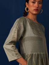 Aisha Silk Dress - Sage Grey