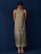 Nadia Embroidered Overlay with Dress -Sage Grey