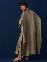 Nadia Hand-Embroidered Silk Overlay - Sage Grey